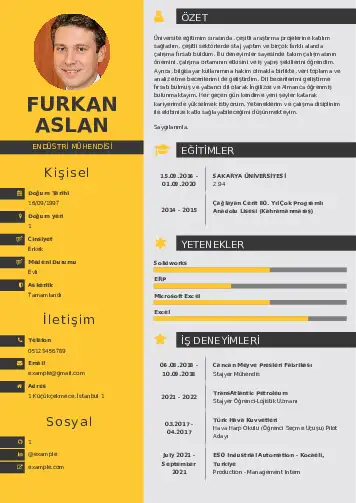 Endüstri Mühendisi CV Örnekleri cv indir